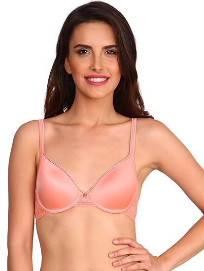 Jockey 2102 Women’s Underwired Padded Microfiber T-Shirt Bra – Medium Coverage with Lace Back & Adjustable Straps